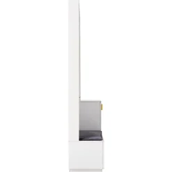 Vestiaire d'entrée avec banc, 3 portes et 3 rangements ouverts, meuble panneau et métal, 120x40x200 cm blanc