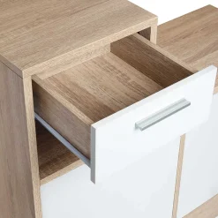 Vestiaire d'entrée avec miroir PAULIN design hêtre portes blanches