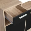 Vestiaire d'entrée avec miroir PAULIN design hêtre portes noires