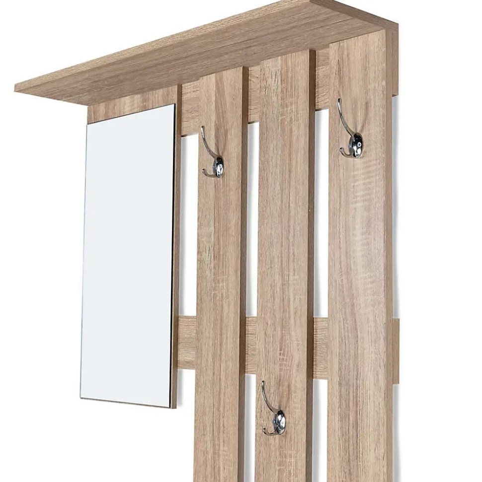 Vestiaire d'entrée avec miroir PAULIN design hêtre portes noires
