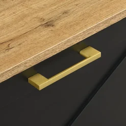 Vestiaire d'entrée avec Patères et Étagères - Meuble d'entrée Multifonction en MDF, Noir+Naturel, 75x35x195 cm
