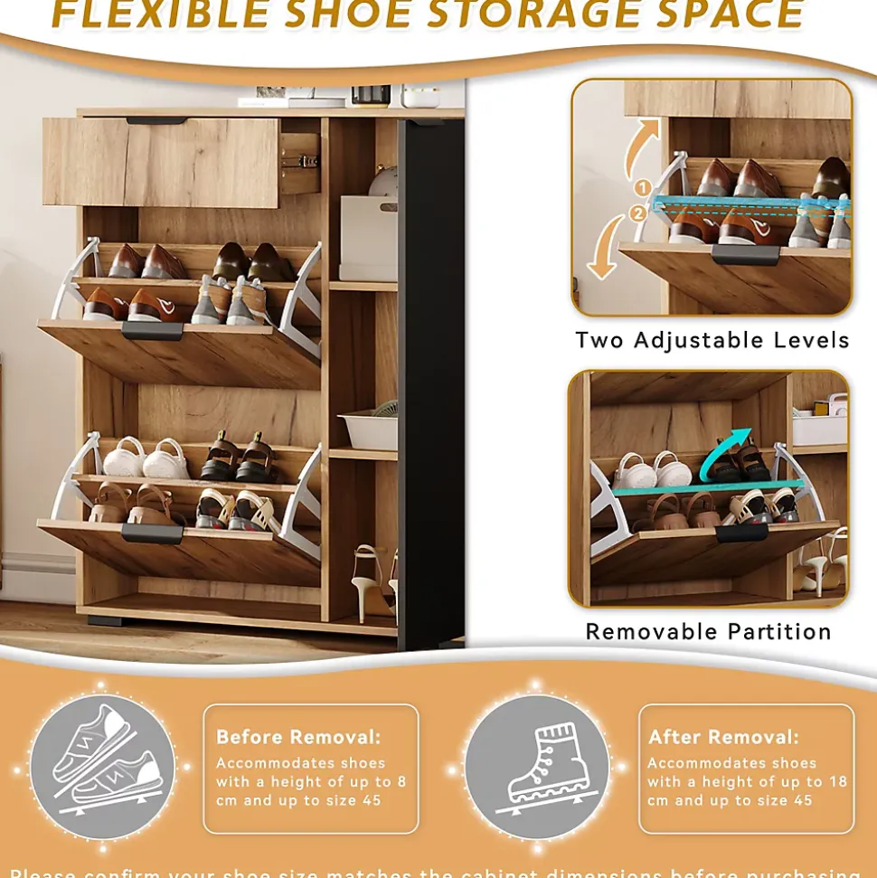 Vestiaire d'Entrée, Miroir, 4 Portes 1 Tiroir, Banc et Rangement Chaussures - Meuble d'Entrée en Panneaux de Particules - Naturel