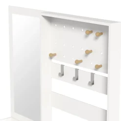 Vestiaire d'entrée Moderne avec Miroir et Crochets Réglables - Meuble d'entrée avec 2 Tiroirs - 105x38x180 cm - Blanc