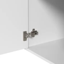 Vestiaire d'entrée Moderne avec Miroir et Crochets Réglables - Meuble d'entrée avec 2 Tiroirs - 105x38x180 cm - Blanc