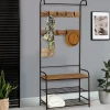 Vestiaire d'entrée PEDRO 79 cm bois et noir design industriel