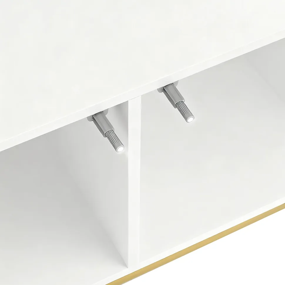 Vestiaire d'entrée Tout-en-Un, 2 Portes, Espace Chaussures, Meuble d'entrée, Panneau de Particules/Métal, Blanc, 78x38,5x180,5 cm