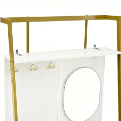 Vestiaire d'entrée Tout-en-Un, 2 Portes, Espace Chaussures, Meuble d'entrée, Panneau de Particules/Métal, Blanc, 78x38,5x180,5 cm