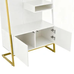Vestiaire d'entrée Tout-en-Un, 2 Portes, Espace Chaussures, Meuble d'entrée, Panneau de Particules/Métal, Blanc, 78x38,5x180,5 cm