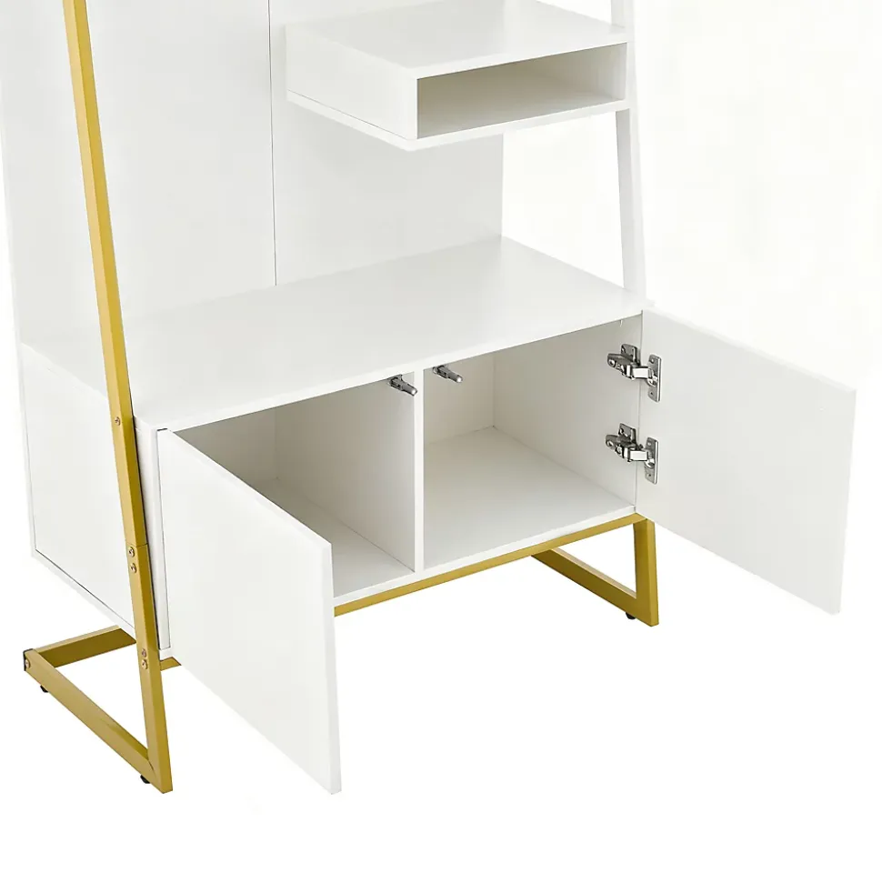 Vestiaire d'entrée Tout-en-Un, 2 Portes, Espace Chaussures, Meuble d'entrée, Panneau de Particules/Métal, Blanc, 78x38,5x180,5 cm