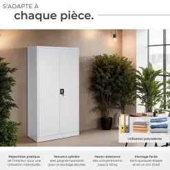 Vestiaire métallique comprenant 6 casiers et 1 penderie intégrée en Acier lâqué époxy