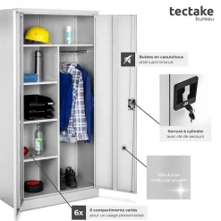Vestiaire métallique comprenant 6 casiers et 1 penderie intégrée en Acier lâqué époxy