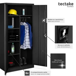 Vestiaire métallique comprenant 6 casiers et 1 penderie intégrée en Acier lâqué époxy
