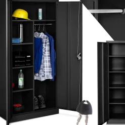 Vestiaire métallique comprenant 6 casiers et 1 penderie intégrée en Acier lâqué époxy