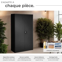 Vestiaire métallique comprenant 6 casiers et 1 penderie intégrée en Acier lâqué époxy