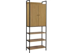 Vestiaire TAPORA - 2 portes, 3 étagères et 1 penderie - Coloris : Chêne et noir