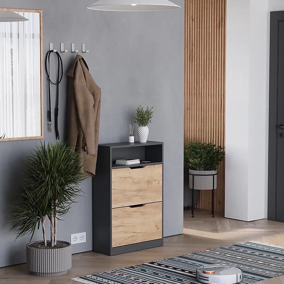 Vicco Anthracite/chêne doré 22x89.5cm avec 2 compartiments