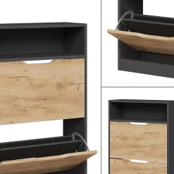 Vicco Anthracite/chêne doré 22x89.5cm avec 2 compartiments