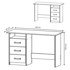 Vicco Bureau Blanc 120x50 cm