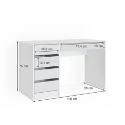 Vicco Coiffeuse Blanc 120cm