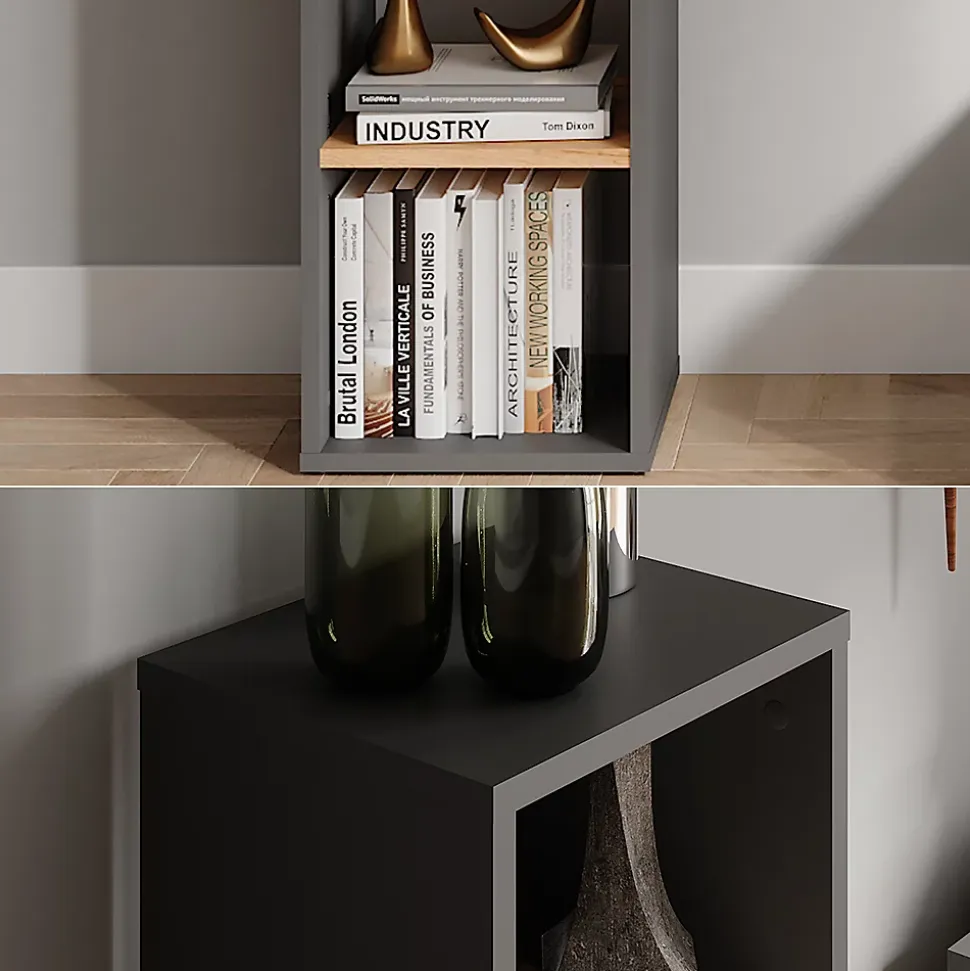 Vicco Armoire à chaussures Anthracite/chêne doré 30x80.1cm