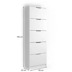 Vicco Armoire à chaussures Blanc 22x169cm 5 compartiments