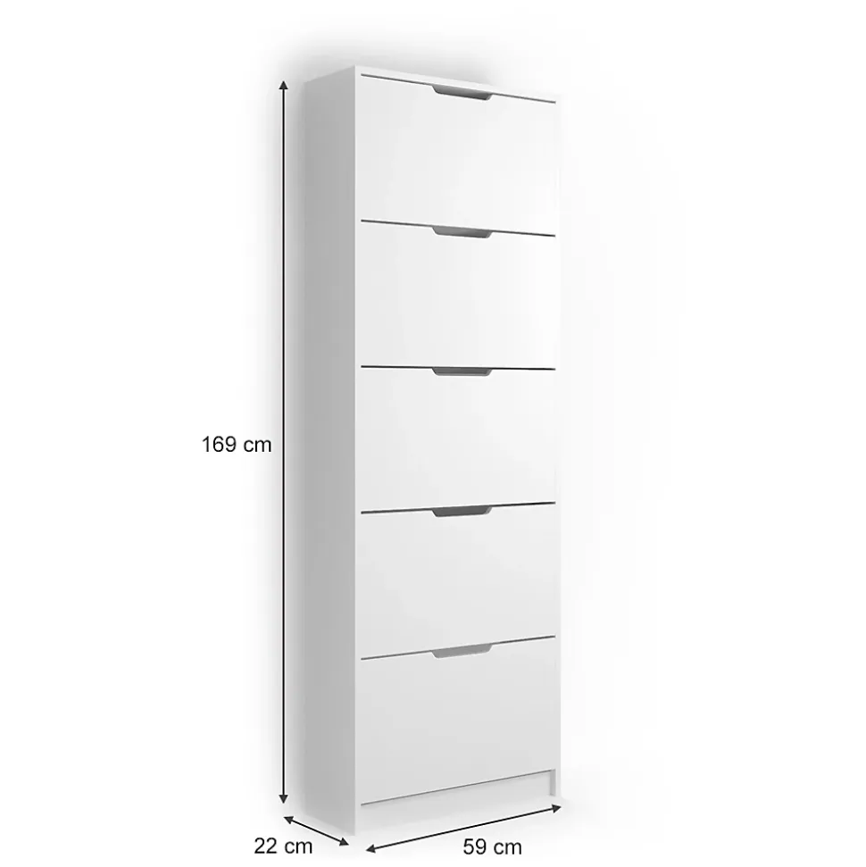 Vicco Armoire à chaussures Blanc 22x169cm 5 compartiments