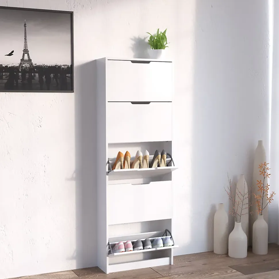 Vicco Armoire à chaussures Blanc 22x169cm 5 compartiments