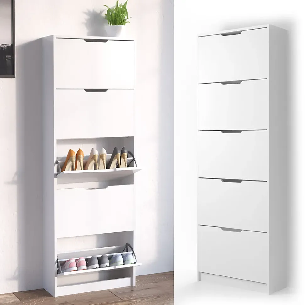 Vicco Armoire à chaussures Blanc 22x169cm 5 compartiments