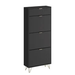 Vicco Armoire à chaussures Noir 60x145cm 3 compartiments