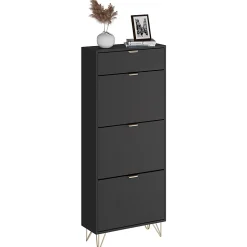 Vicco Armoire à chaussures Noir 60x145cm 3 compartiments