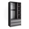Vicco Armoire à vêtements Anthracite 100x200cm avec 2 tiroirs