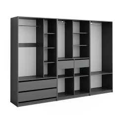 Vicco Armoire à vêtements Anthracite 280x200cm Lot de 3