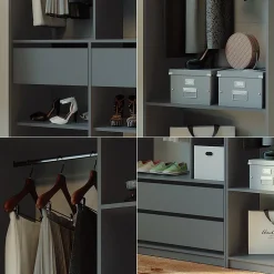 Vicco Armoire à vêtements Anthracite 280x200cm Lot de 3