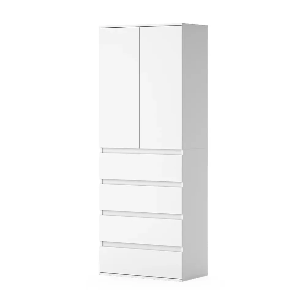 Vicco Armoire à vêtements Blanc 74x191.5cm avec 4 tiroirs