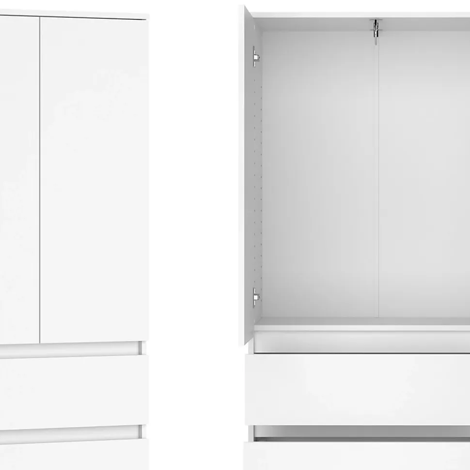 Vicco Armoire à vêtements Blanc 74x191.5cm avec 4 tiroirs