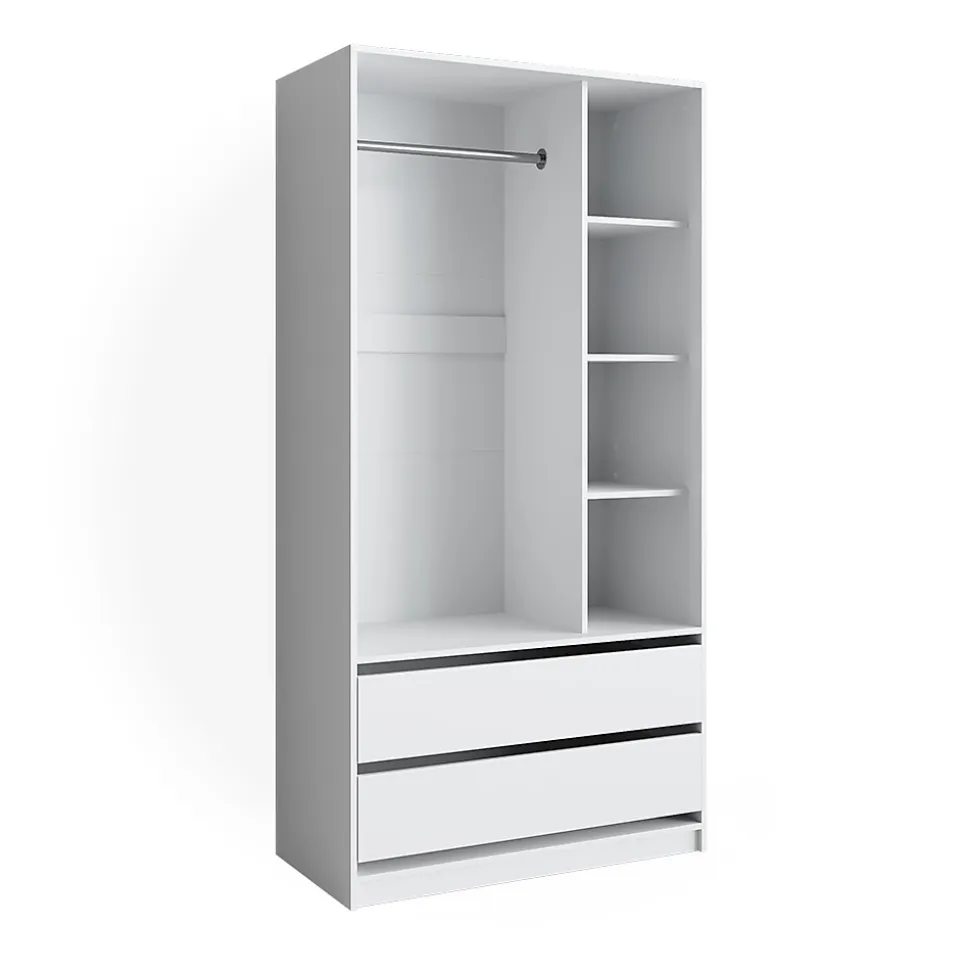 Vicco Armoire Blanc 100x200cm avec 2 tiroirs