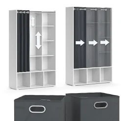 Vicco Armoire Blanc 38x178.1cm avec boîtes pliantes (grises)