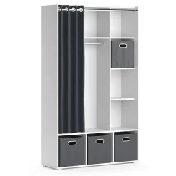 Vicco Armoire Blanc 38x178.1cm avec boîtes pliantes (grises)