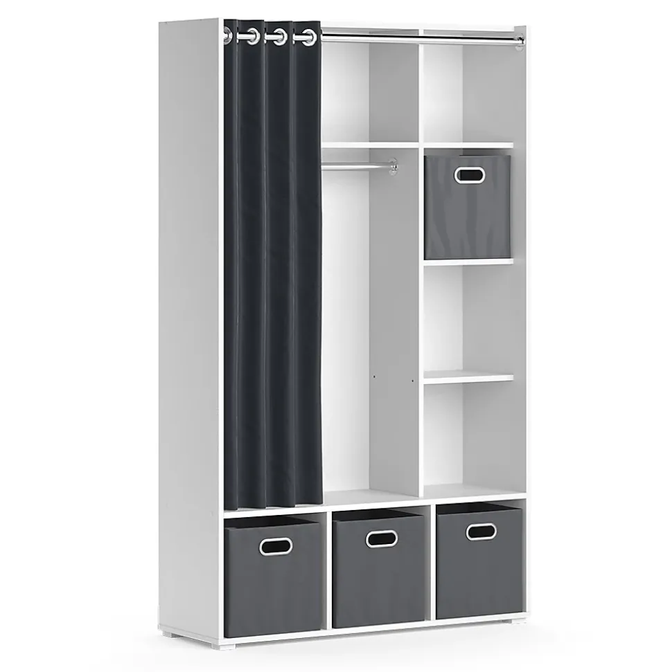 Vicco Armoire Blanc 38x178.1cm avec boîtes pliantes (grises)