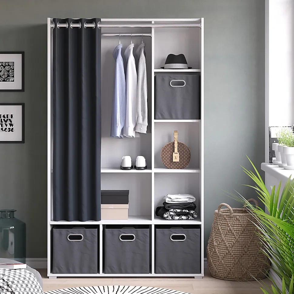 Vicco Armoire Blanc 38x178.1cm avec boîtes pliantes (grises)