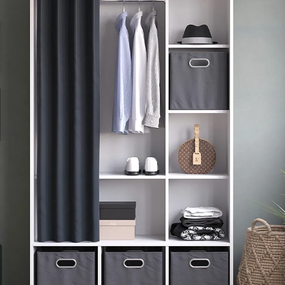 Vicco Armoire Blanc 38x178.1cm avec boîtes pliantes (grises)