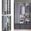 Vicco Armoire Gris 38x178.1cm avec tringle à rideaux