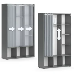 Vicco Armoire Gris 38x178.1cm avec tringle à rideaux