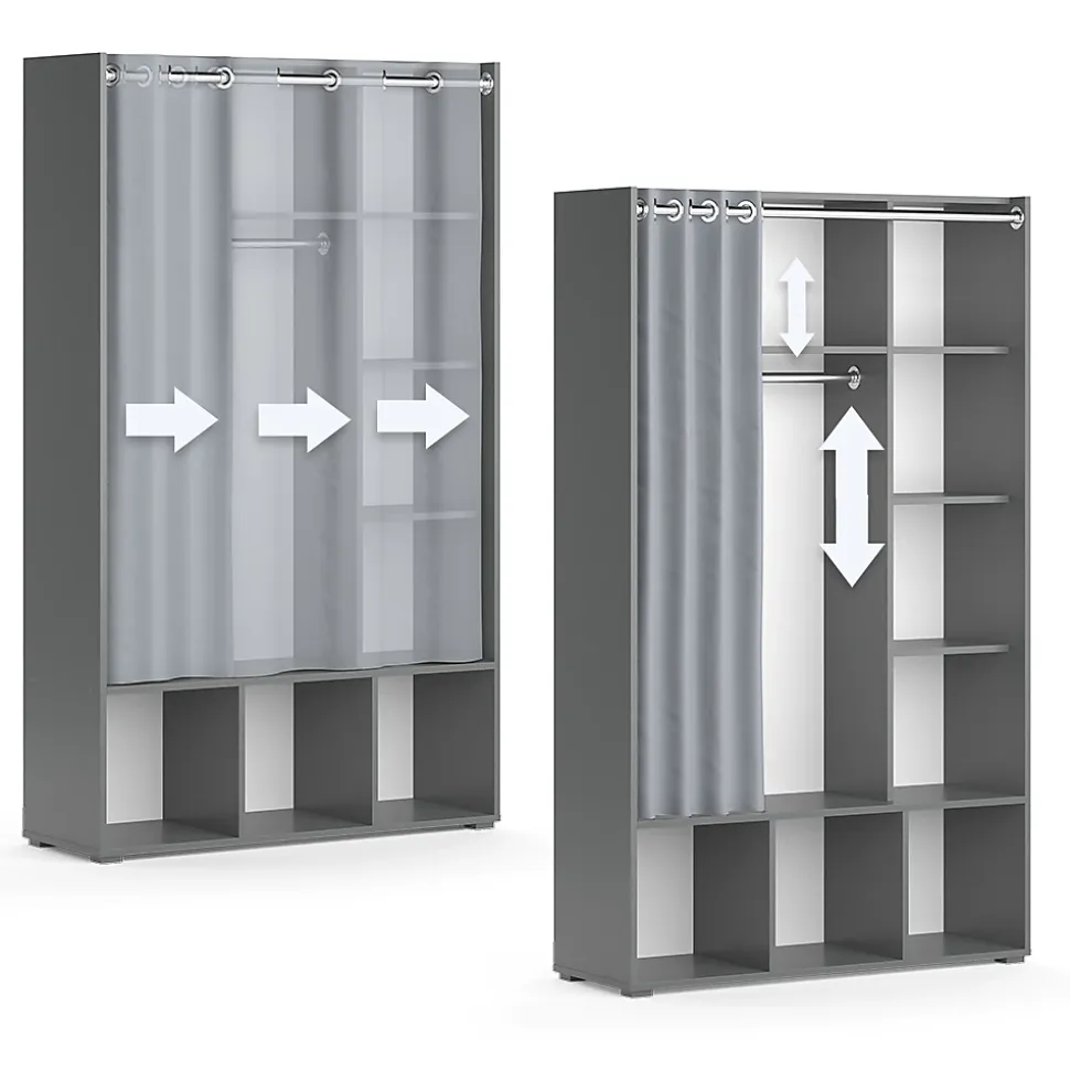 Vicco Armoire Gris 38x178.1cm avec tringle à rideaux