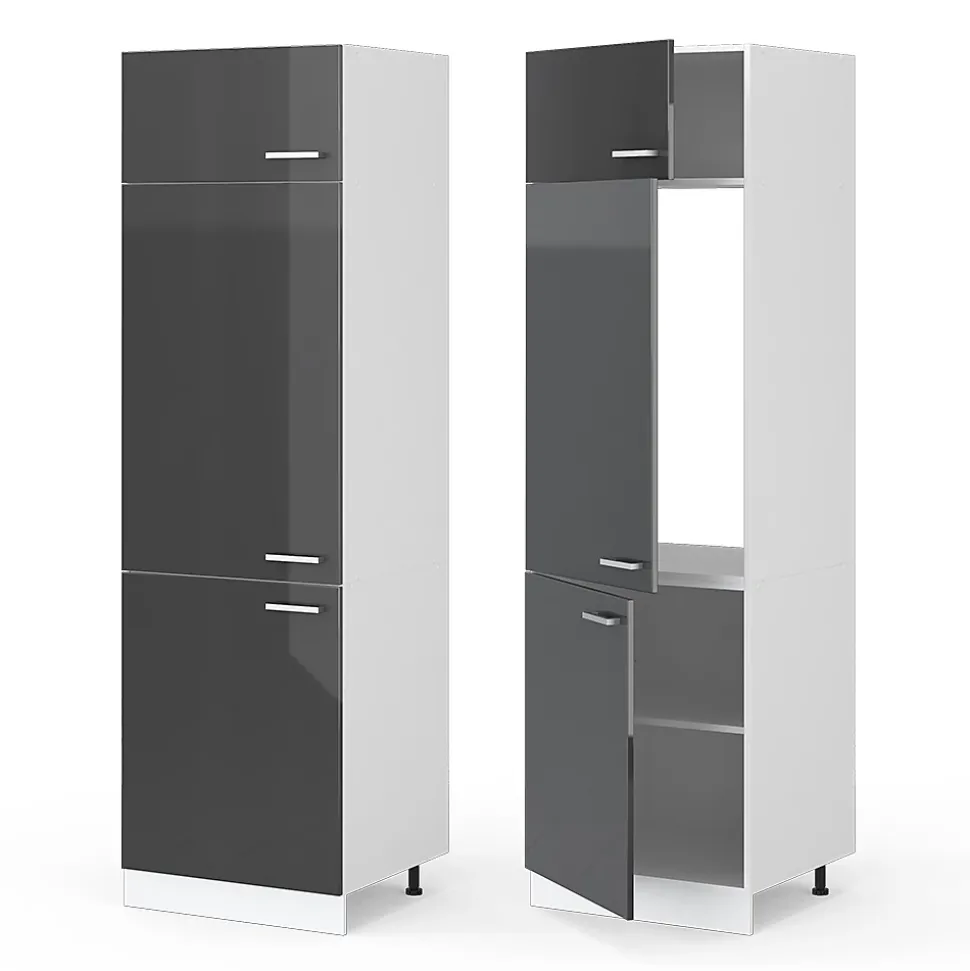 Vicco Armoire haute universelle Anthracite Haute brillance 60cm avec portes