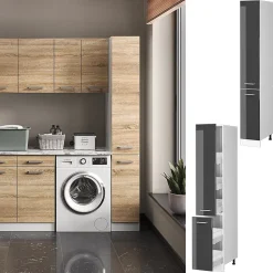 Vicco Armoire haute universelle Anthracite Haute brillance 30cm avec portes