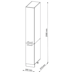 Vicco Armoire haute universelle Anthracite Haute brillance 30cm avec portes