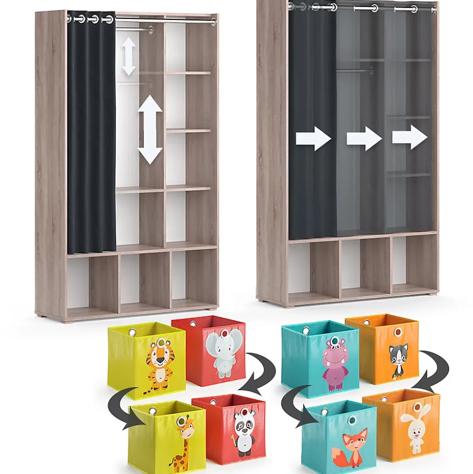Vicco Armoire pour enfants Sonoma 105.8x178.1cm Avec boîtes pliantes (multicolores)
