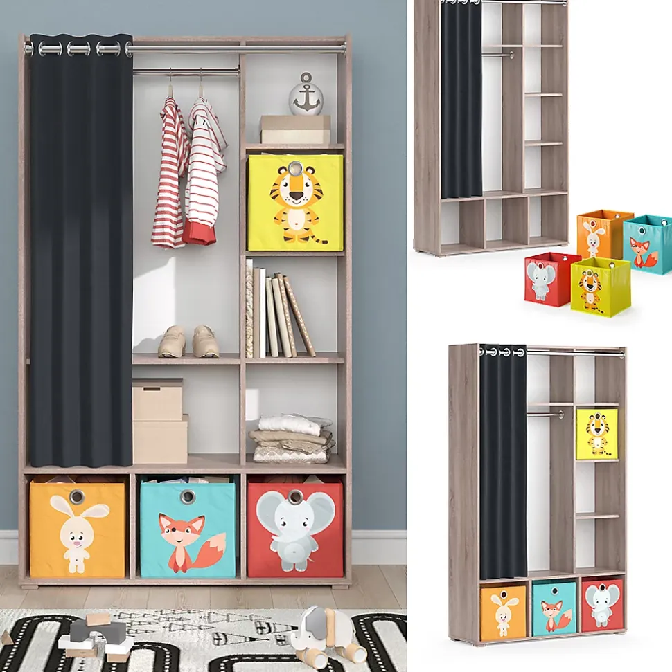 Vicco Armoire pour enfants Sonoma 105.8x178.1cm Avec boîtes pliantes (multicolores)