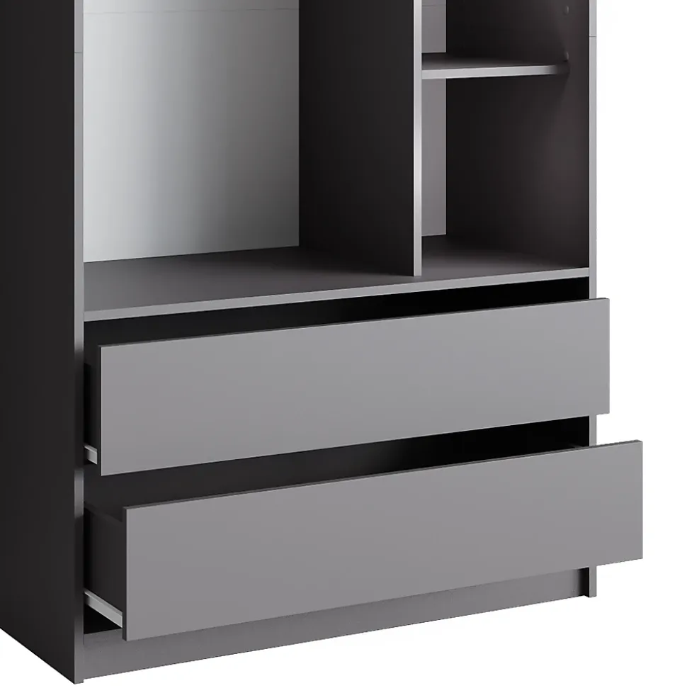 Vicco Armoire pour enfants Anthracite 100x200cm avec 2 tiroirs